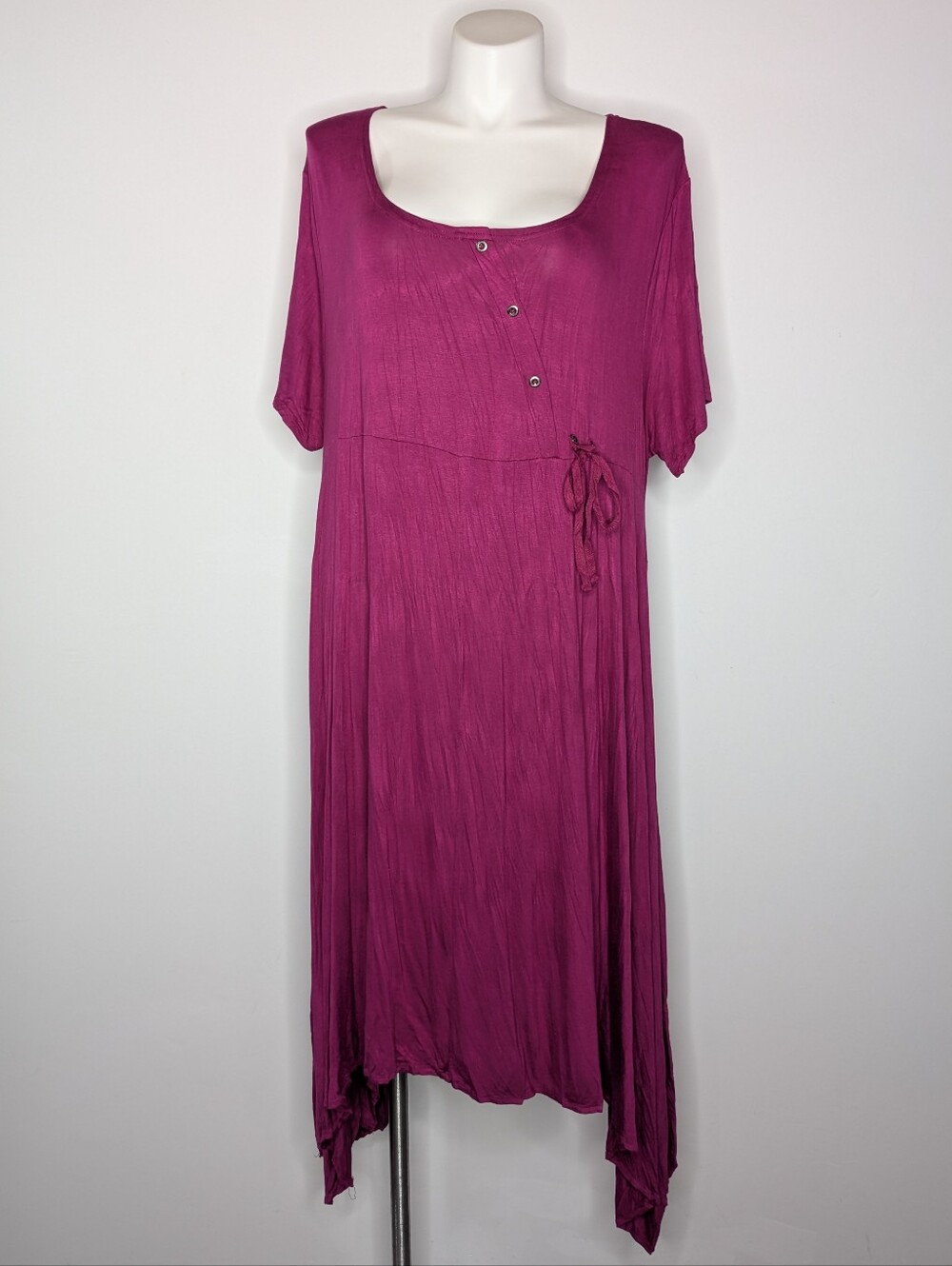 Taillissime Pink Purple Abstract Lagenlook Scoop Neck Dress 2X NWOT